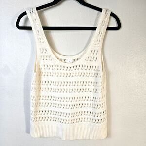 Old Navy Crochet Tank Women's M Cream Cotton Y2K Boho Beachy Summer Casual